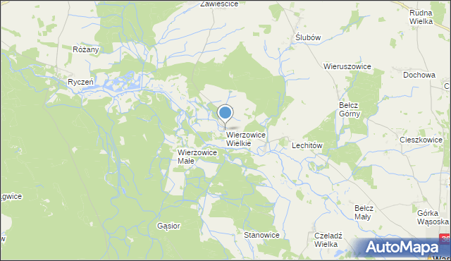 mapa Wierzowice Wielkie, Wierzowice Wielkie na mapie Targeo